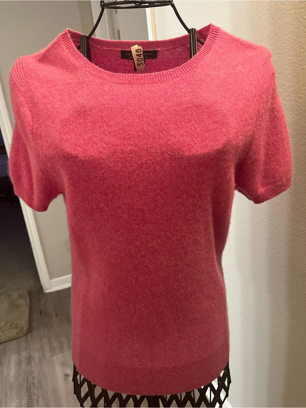 Saks Fifth Avenue Bright Pink Short Sleeve Sweater